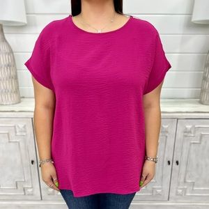 Mittoshop Women Magenta Hot Pink Blouse Top Shirt XL New